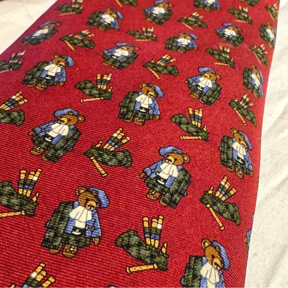 T Anthony Tie in Red with a Bag Pipes & Bears silk